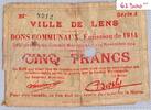 France 5 Francs 62 - LENS - 5 FRANCS - 14/11/1914 - SERIE A -
