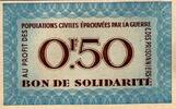 France 50 Centimes BON DE SOLIDARITÉ - 0.50 FRANCS - SECOURS NATIONAL - CROIX ROUGE FRANCAISE -