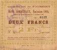 France 2 Francs 59 - FAUMONT - BON COMMUNAUX - 2 FRANCS - 12/11/1914 -