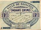 France 50 Centimes 59 - BAILLEUL - 50 CENTIMES - AOUT 1914 - SERIE A -