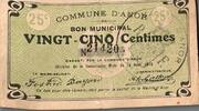 France 25 Centimes 59 - ANOR - BON MUNICIPAL - 25 CENTIMES - 15 AOUT 1915 -