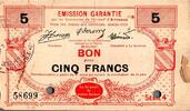 France 5 Francs 59 - Arrondissement d'Avesnes et Solesmes - Bon pour 5 FRANCS - 5/03/1916 - Série 2 -