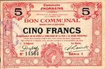 France 5 Francs 59 - HORNAING - BONS COMMUNAL - 5 FRANCS - 02/01/1916 -