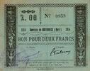 France 2 Francs 59 - BOUVIGNIES - BON POUR 2 FRANCS - 1914 -