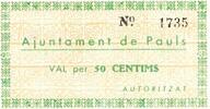 ESPAGNE - PAULS - CONSEIL MUNICIPAL - 50 CENTIMES New