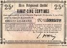 France 25 Centimes 02690 - ESSIGNY-LE-GRAND - BON REGIONAL UNIFIE - 25 CENTIMES -