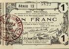 France 1 Franc AISNE - ARDENNES - MARNE - BON REGIONAL - 1 FRANC - 16 JUIN 1916 - SERIE 12 -