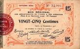 France 25 Centimes AISNE ET ARDENNES - BON REGIONAL - 25 CENTIMES - 19 SEPTEMBRE 1915 - SEPTIEME SERIE -