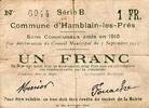 France 1 Franc 62118 - MAMBLAIN-LES-PRES - BONS COMMUNAUX - 1 FRANC - 05/09/1915 -