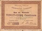 France 25 Centimes 59 - OHAIN - BON DE MONNAIE - 25 CENTIMES - 26/01/1915 -