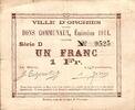 France 1 Franc 59310 - ORCHIES - BON COMMUNAUX - 1 FRANC - 1914 -