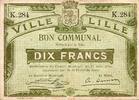 France 10 Francs 59 - LILLE - BON COMMUNAL - 10 FRANCS - 31/08/1914 -