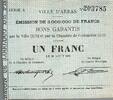 France 1 Franc 62 - ARRAS - CHAMBRE DE COMMERCE - BONS GARANTIS - 1 FRANC - 29/08/1914 -