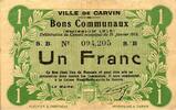 France 1 Franc 62 - CARVIN - BONS COMMUNAUX - 1 FRANC - 15/01/1915 -