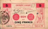 France 5 Francs 59 - VALENCIENNES - EMPRUNT GARANTI - BON POUR 5 FRANCS - 09/1914 -
