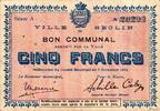 France 5 Francs 59113 - SECLIN - BON COMMUNAL - 5 FRANCS - 8/11/1914 - SERIE A -