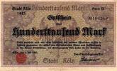 Allemagne 100.000 Mark ALLEMAGNE - KELLER 2684 a - STADT KÖLN - RHEINLAND - 100.000 MARK - 02/07/1923 - SERIE B -