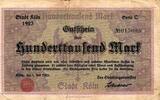 Allemagne 100.000 Mark ALLEMAGNE - KELLER 2684 a - STADT KÖLN - RHEINLAND - 100.000 MARK - 01/07/1923 - SERIE C -