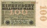 Allemagne 100 Millionen mark ALLEMAGNE - PICK 107 d - 100 MILLIONEN MARK - 22/08/1923 -