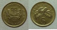 Singapour 5 Cents Singapour - 5 Cents 1988 - faux philodendron -