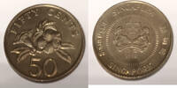 Singapour 50 Cent SINGAPOUR - KM 53.1 - 50 CENTS 1986 - Allamanda jaune -