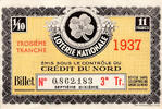 France 1937 FRANCE - LOTERIE NATIONALE - CREDIT DU NORD - 1937  5,00 EUR  + 3,20 EUR frais d'envoi