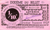 France 1937 FRANCE - 80 - AMIENS - LOTERIE NATIONALE - 1/10E - BANQUE LE... 2,50 EUR  + 3,20 EUR frais d'envoi
