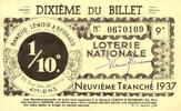 France FRANCE - 80 - AMIENS - LOTERIE NATIONALE - 1/10E - BANQUE LENOIR ET BERNARD - 1937 -