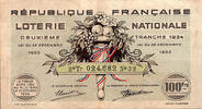 France REPUBLIQUE FRANCAISE - LOTERIE NATIONALE - 100 Frs - DEUXIEME TRANCHE 1934 -