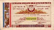 France 1935 REPUBLIQUE FRANCAISE - LOTERIE NATIONALE - 100 Frs - 12EME T... 2,50 EUR  + 3,20 EUR frais d'envoi