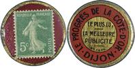 France 5 Centimes Jeton - Timbre-monnaie - 5 centimes vert - Progrès de la Côte d'or - Dijon - RARE -