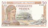 France 1938 50 Francs - Cérès - 03-11-1938 - Série N.8965 SUP+