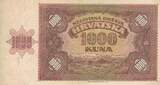 Croatie 1941 1000 Kuna - Jeune fille - Montagnes - 26-05-1941 - Série C TTB