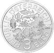 Autriche  Pieuvre aux anneaux bleus - 3 Euros 2022 (Nouvelle collection - Vie sous-marine) UNC