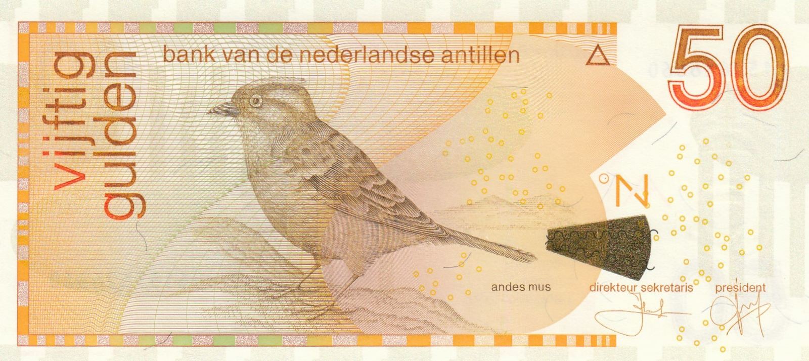 50 gulden 2016 antilles néerlandaises 50 gulden, moineau - 2016 neuf