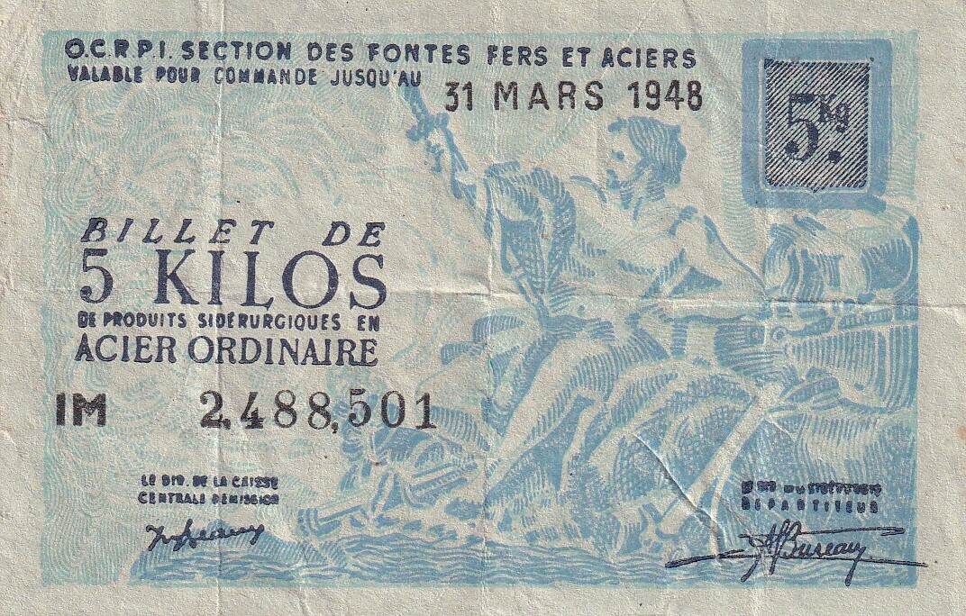 France 1940 5 Kilo de Tôle Mince - Section des Fontes Fers et