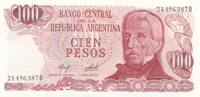 Argentine 100 pesos 100 Pesos, J. San Martin - Ushuaia J. San Martin - Port d'Ushuaia - 1976 -