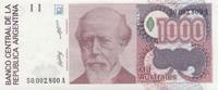 Argentine 1000 australes 1000 Australes J. A. Roca - Liberté - 1988 - 90 -