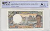 Nle Calédonie 500 francs 500 Francs Pirogue - Spécimen - 1969 - PCGS 63OPQ -