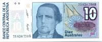 Argentine 10 australes 10 Australes S. Derqui - Liberté - 1985/89 - Série B -
