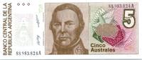 Argentine 5 australes 5 Australes S. Derqui - Liberté - 1985/89 - Série A -