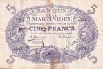 Martinique  5 Francs - Cabasson - Violet - 1901 (1934) - Série J.254 - P.6 TTB