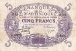 Martinique  5 Francs - Cabasson - Violet - 1901 (1934) - Série A.294 - P.6 TTB