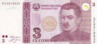 Tadjikistan 3 somoni 3 Somoni - Shirinsho Shotemur - 2010 - Série GE -