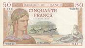 France 50 francs 50 Francs - Cérès -30-06-1937 - Série W.6423 -
