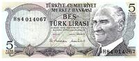Turquie 5 lirasi 5 Lirasi Pdt Ataturk - Cascade - 1976 - série H -