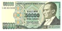 Turquie 50 000 lira 50 000 Lira 1995 - Mustafa Kemal Atatürk -