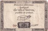 France 10 livres 10 Livres Noir - Filigrane Fleur de Lys - (24-10-1792) - Sign. Taisaud - Série 629 -
