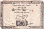 France 10 livres 10 Livres Noir - Filigrane Fleur de Lys - (24-10-1792) - Sign. Taisaud - Série 86 -