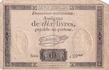 France 10 livres 10 Livres Noir - Filigrane Fleur de Lys - (24-10-1792) - Sign. Taisaud - Série 459 -